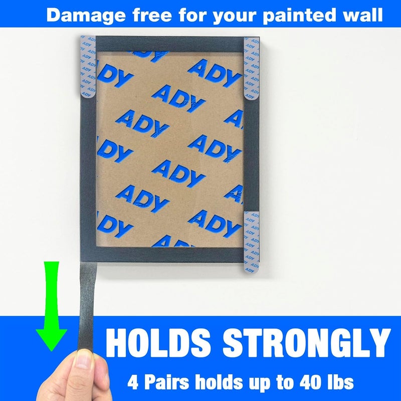 ADY Picture Hanging Strips Heavy Duty 40Pairs，Damage Free Removable Picture Hangers, Refill Adhesive Strips for Rent Room, Hook and Loop Strips Mounting Tape for Painted Wall - Image 3